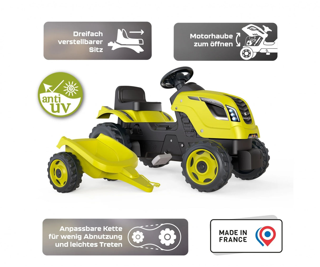 Farmer XL Green Pedal Tractor & Trailer