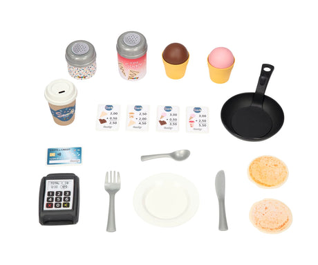 Smoby Life Playhouse Sweety Corner accessories with pan, ice cream tubs, cups, card reader, cutlery and play food