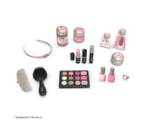 Close up of Smoby My Beauty Dressing Table accessories including pretend makeup and brushes