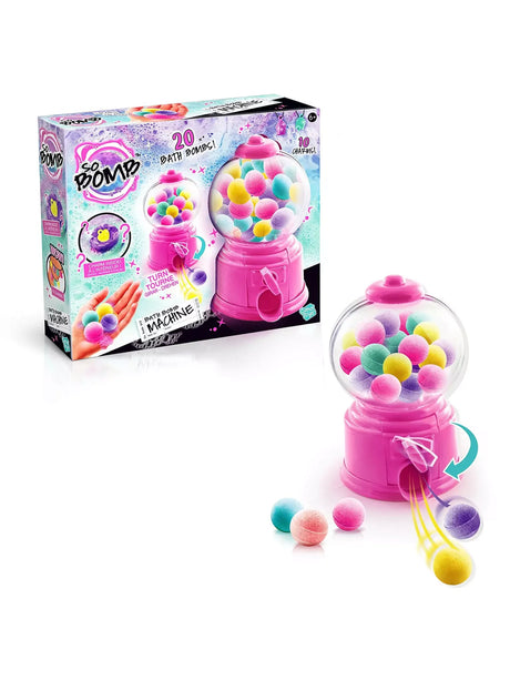 So Bomb Bath Bomb Dispenser beside product box with fizz balls shown – Ireland