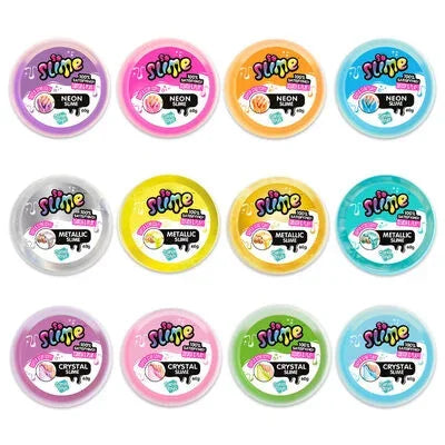 Top-down view of 12 So Slime pots in all collectible variations – Ireland