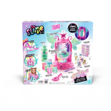 Back of the So Slime DIY Fairy Slime Potion Maker packaging showing the pink fairy machine with wings, illuminated slime potion, powder sachets, glitter decorations and pink key.