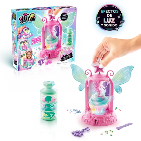 So Slime DIY Fairy Slime Potion Maker retail packaging displayed with the pink fairy machine and slime making accessories.