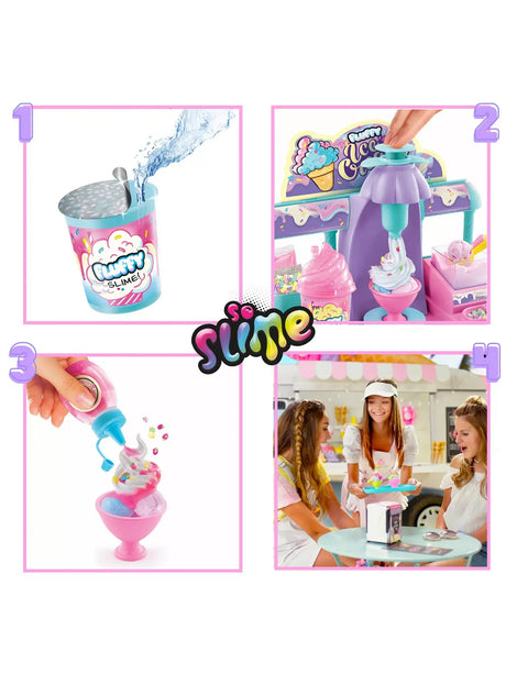 Step-by-step slime play showing pouring, swirling, decorating, and kids playing – Ireland