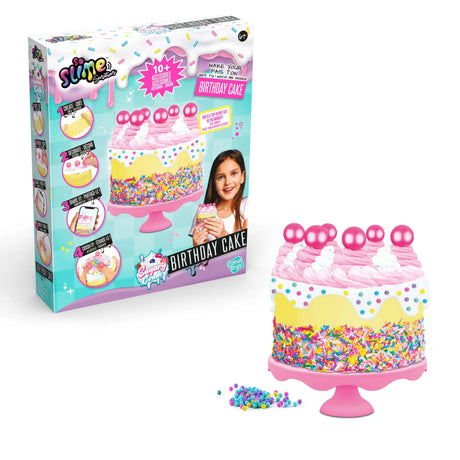 So Slime Birthday Cake kit packaging with decorated slime cake and included toppings – Ireland