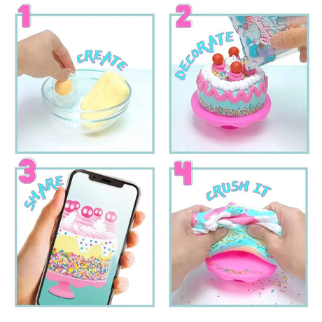 Step-by-step slime cake creation including decorating, sharing, and crushing – Ireland