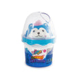 Blue So Slime Sweet Soft & Squishy pot with a clear domed lid displaying a smiling blue and white dog squishy figure with pink cheeks and a purple tuft.