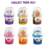 So Slime Sweet Soft & Squishy collection display showing six assorted animal squishy designs in purple, yellow, brown, pink, orange and blue slime pots beneath the heading Collect Them All.