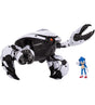 Crab Mech with black claws and Sonic figure standing beside it