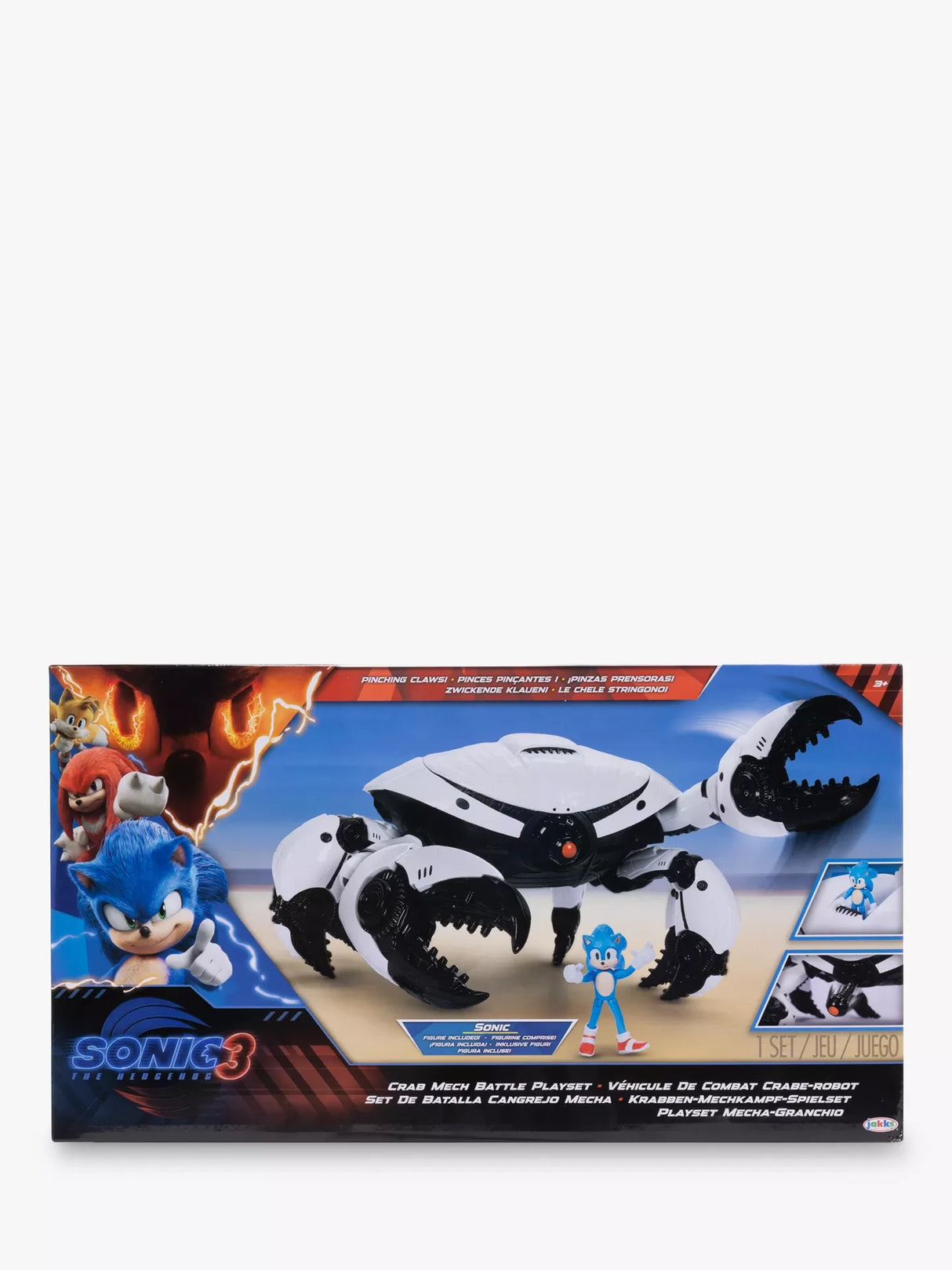 Sonic the Hedgehog 3 Crab Mech Battle Playset packaging showing the Crab Mech and Sonic figure