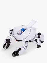 Sonic figure seated in the open cockpit on top of the Crab Mech