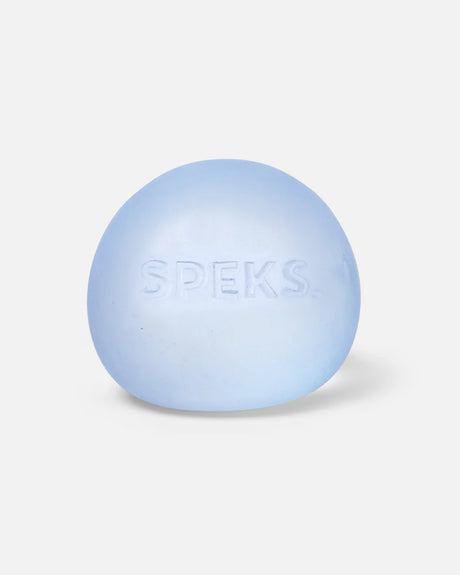 Speks Gump Original Dew squishy in translucent pale blue with smooth rounded shape and embossed Speks logo