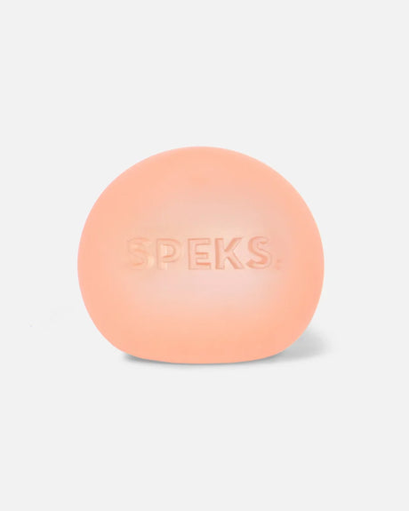 Speks Gump Original Reef squishy in translucent coral orange with smooth rounded shape and embossed Speks logo