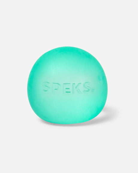Speks Gump Original Sea Glass squishy in translucent turquoise with smooth rounded shape and embossed Speks logo