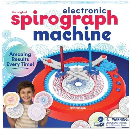 Spirograph Electronic Machine retail box showing the machine and spiral designs