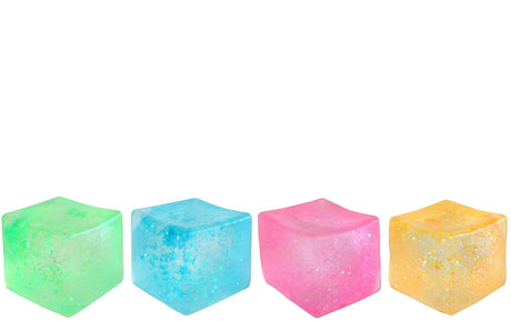 Squeeze Sugar Glitter Cube Mega assortment in green, blue, pink and yellow