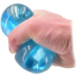 Blue Squishy Icecube being squeezed in a hand
