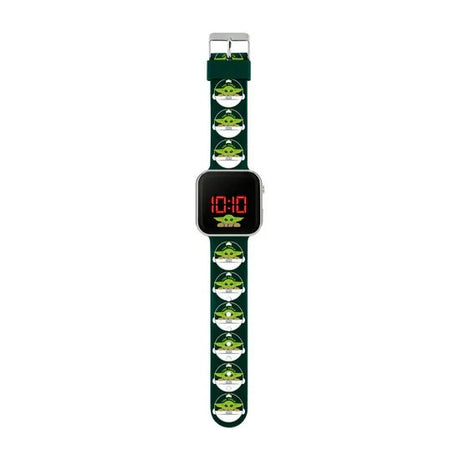 Star Wars Grogu kids LED watch with red digital display and The Child printed strap with silver buckle fastening