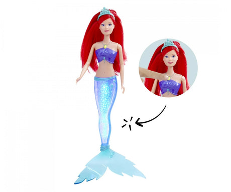 Mermaid doll with glowing tail effect and press-to-light button shown – Ireland