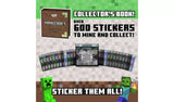 Sticki Rolls Minecraft collector's book with sticker rolls and text showing over 600 stickers to collect