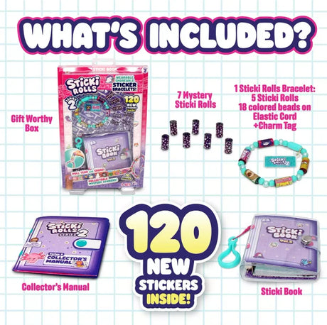What’s included in Sticki Rolls Sticker Book Series 2 with stickers, bracelet and book in Ireland