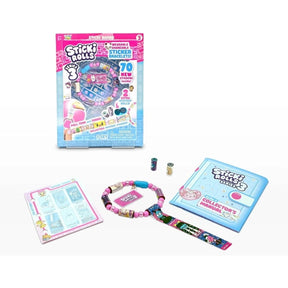 Sticki Rolls Series 3 set with retail box, pink beaded bracelet, collector's manual, Sticki Book page and two mystery rolls