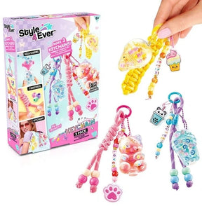 Style 4 Ever DIY Keychain Set box with three colourful finished keychains beside it