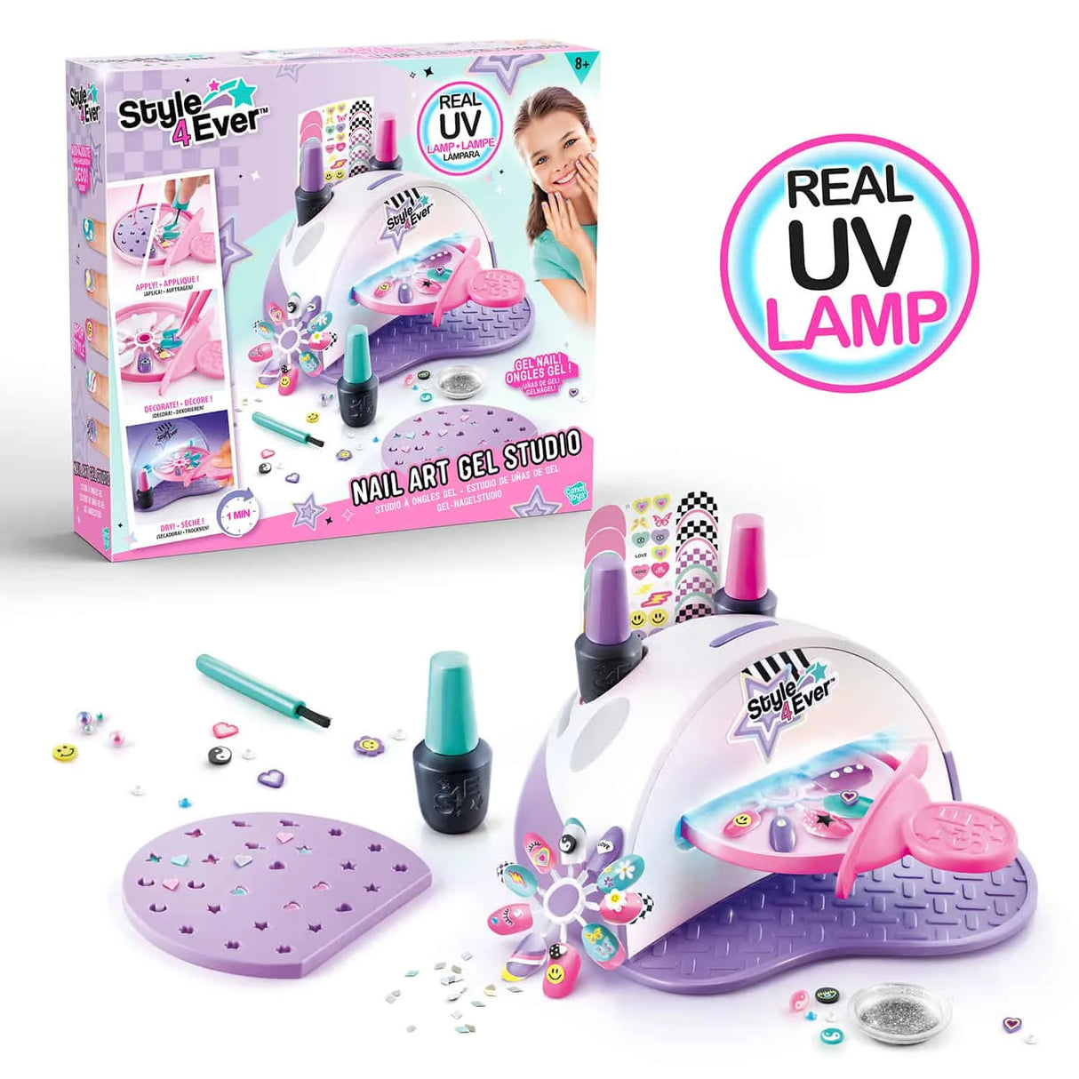 Nail Art Gel Studio box with UV lamp, nail polishes, stickers, and full setup – Ireland