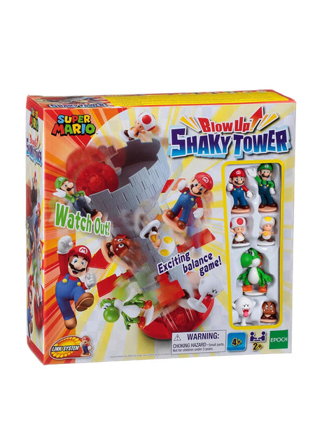 Super Mario Blow Up! Shaky Tower game box front with character window