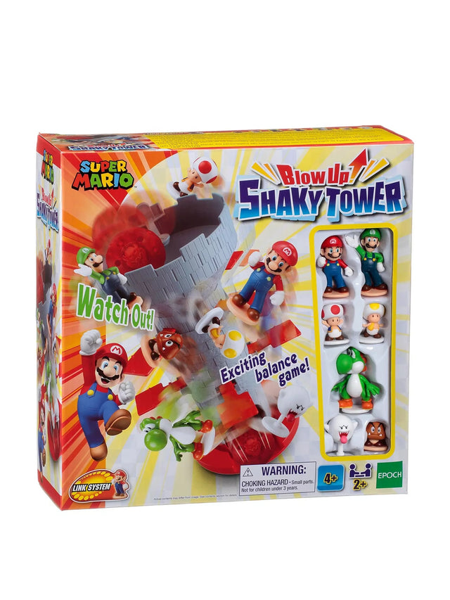 Super Mario Blow Up! Shaky Tower game box front with character window