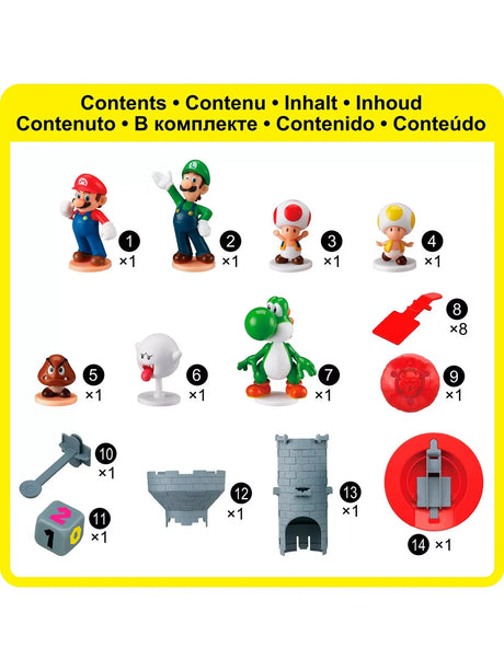 Super Mario Blow Up! Shaky Tower set with tower, figures and dice block