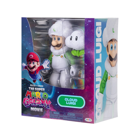Cloud Luigi window box packaging viewed from the right with the figure and cloud accessory visible