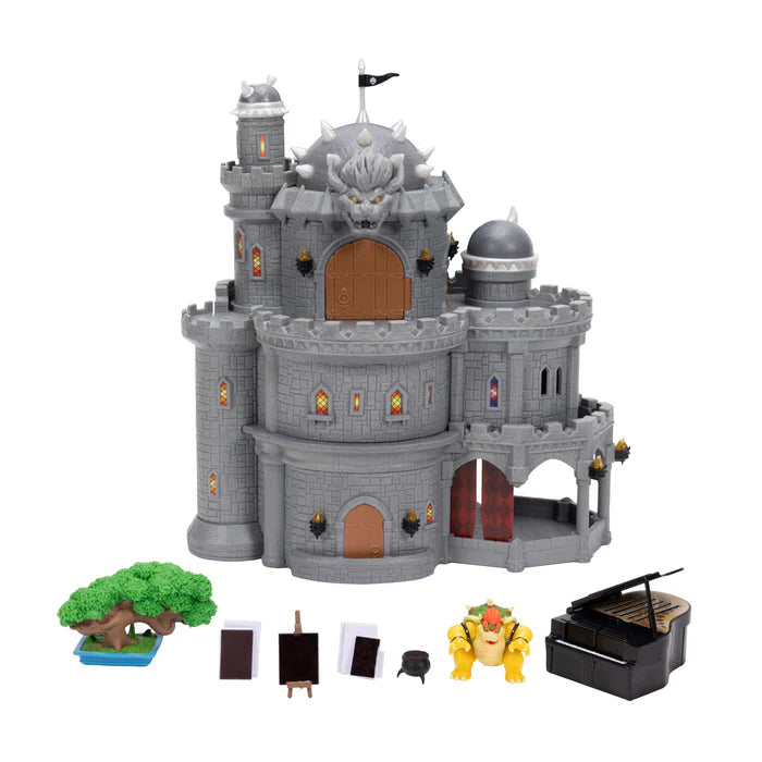 Super Mario Galaxy Movie Bowser Castle Playset with Bowser figure, piano, tree and framed picture accessories