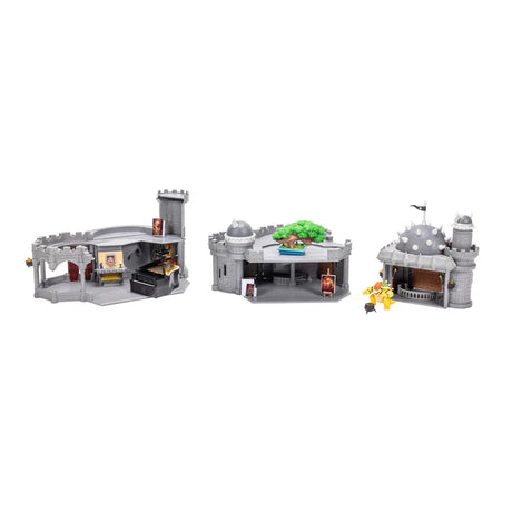 Super Mario Galaxy Movie Bowser Castle Playset separated into three sections with Bowser figure