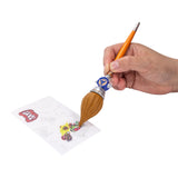 Hand using the large orange brush on a sticker sheet with colourful Bowser Jr. artwork