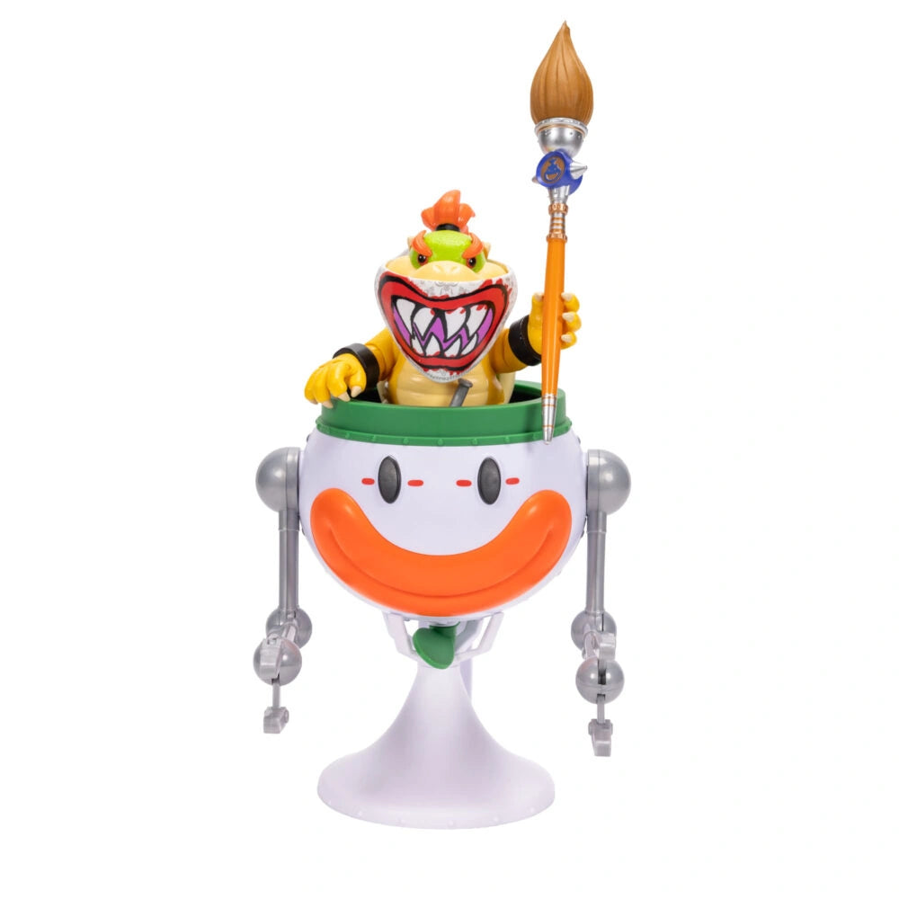 Super Mario Galaxy Movie Bowser Jr. seated in the Clown Car holding the large orange brush