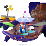 Mario figure beneath a blue umbrella with two Boo figures on the Super Mario Galaxy Movie Wonder Bowser Jr. Planet Playset