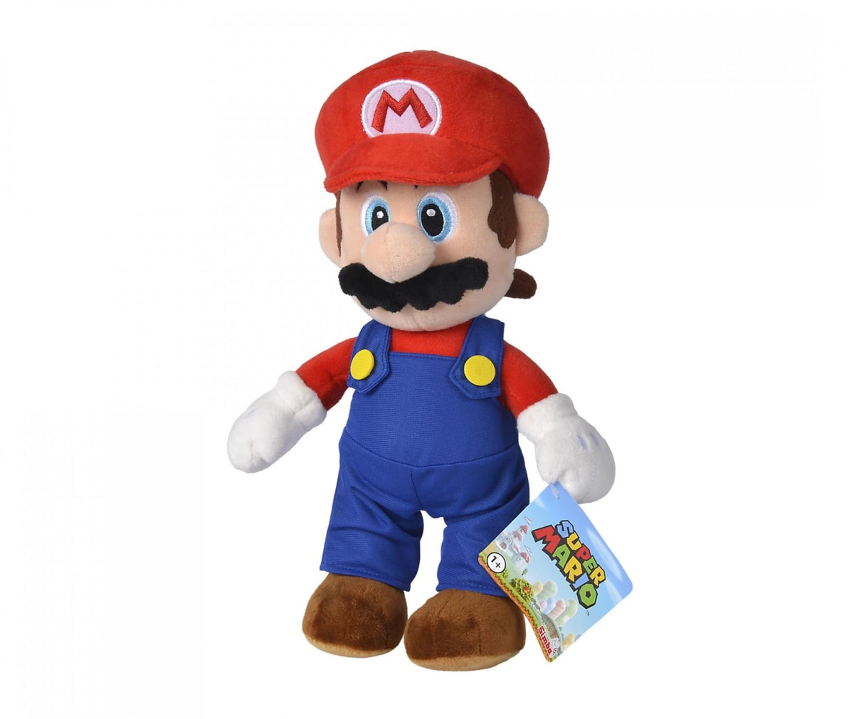 Super Mario Mario plush toy front view with hang tag