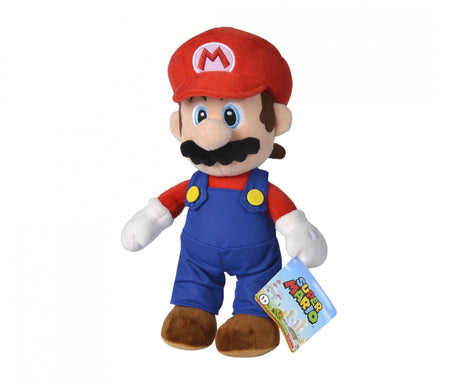 Super Mario Mario plush toy front view with hang tag