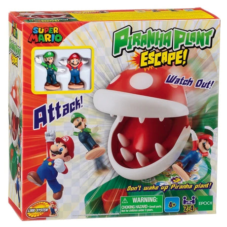 Super Mario Piranha Plant Escape shown in front packaging with Mario artwork and game pieces visible