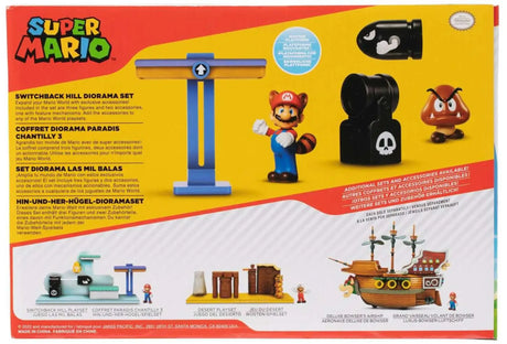 Super Mario Switchback Hill Diorama Set box back with play features and additional set images
