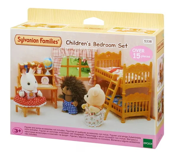 Sylvanian Families Children’s Bedroom Set box showing bunk beds, desk, and accessories in Ireland.