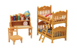 Sylvanian Families Children’s Bedroom Set furniture with bunk beds, ladder, desk, chair, and globe in Ireland.