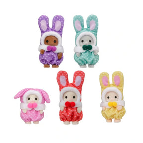 Sylvanian Families Colourful Bunny Costume Babies collectible series, product image identical to the first supplied image.