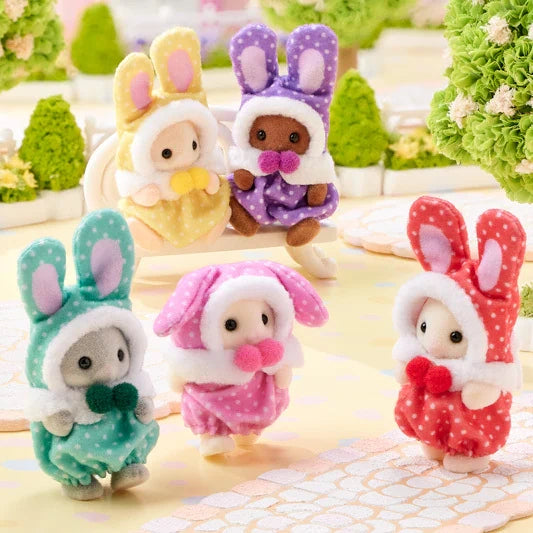 Sylvanian Families Cutie Collectibles Colourful Bunny Costume Babies collection image.