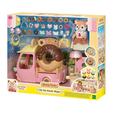 Boxed Sylvanian Families Dip Dip Donuts Wagon with Deer Mother figure, fryer, and accessories in Ireland.