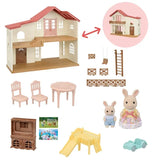 Sylvanian Families Hilltop Terrace Gift Set contents including house furniture slide and Milk Rabbit figures in Ireland