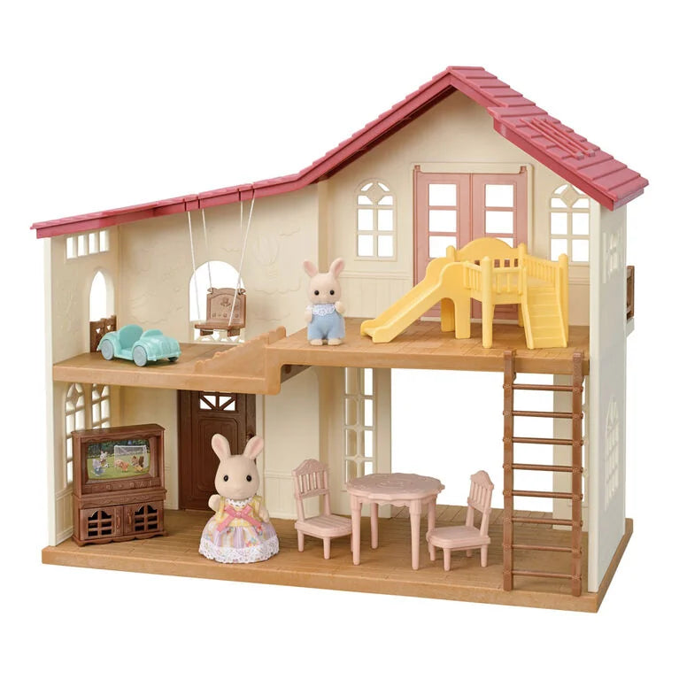 Sylvanian Families Hilltop Terrace house playset with slide swing and figures in Ireland