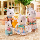 Latte Cat figures shown with shopping bags and takeaway cups