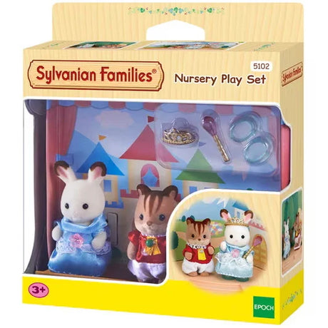 Boxed Sylvanian Families Nursery Princess Play Set with Rabbit Baby, Squirrel Baby and accessories in Ireland.